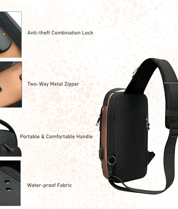 FASHION Waterproof Sling Bag - Brown