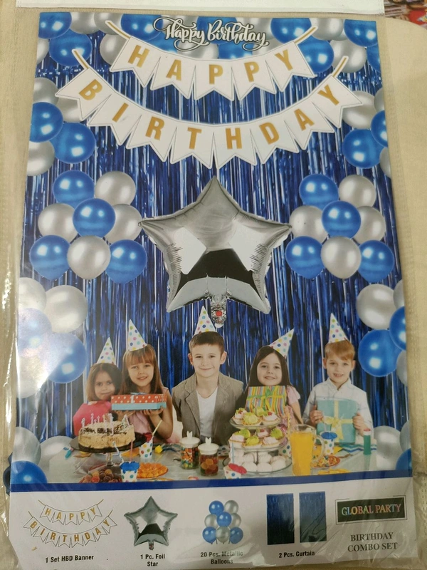Happy Birthday hanging decoration  - Blue