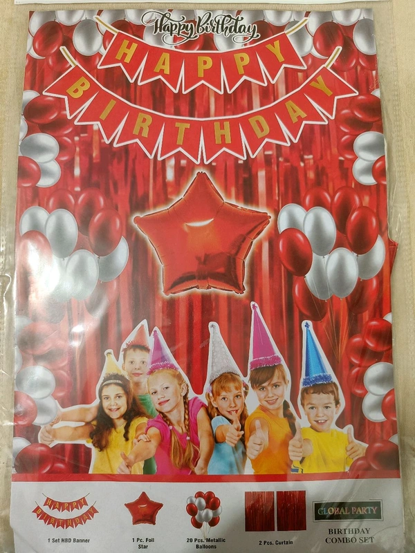 Happy Birthday hanging decoration  - Red