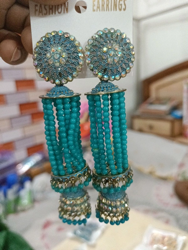Fancy Earrings  - Cyan Aqua