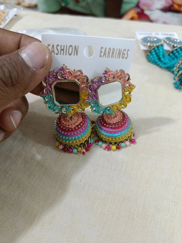 Fancy Earrings Multicolour  - Yellow