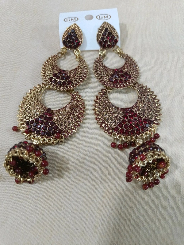 Fancy Earrings  - Maroon