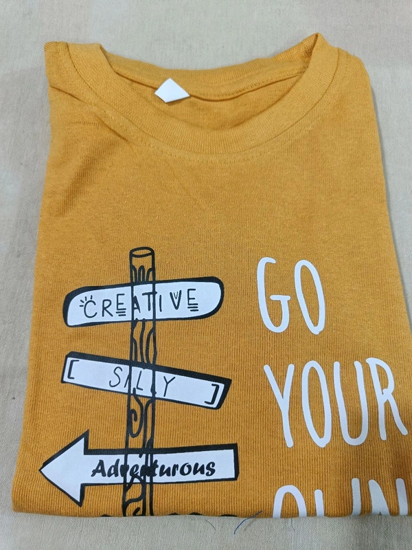 Cotton T-shirt  - 4-5 Years, Yellow Orange