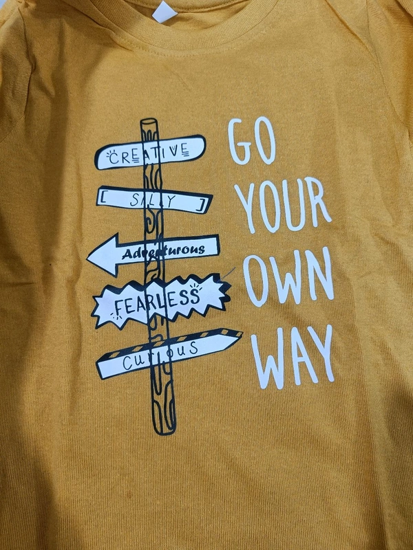 Cotton T-shirt  - 4-5 Years, Yellow Orange