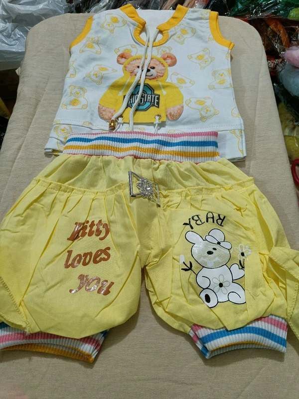 Kids Girls Fancy T-shirt Pajama - 1-2 Years, Yellow