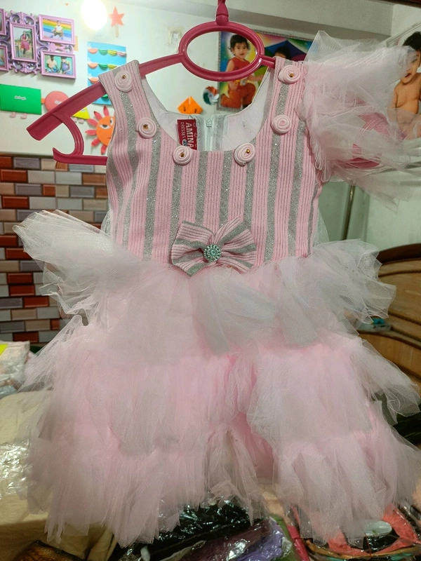 Kids Fancy Umbrella Frock - 2-3 Years, Pink Lace