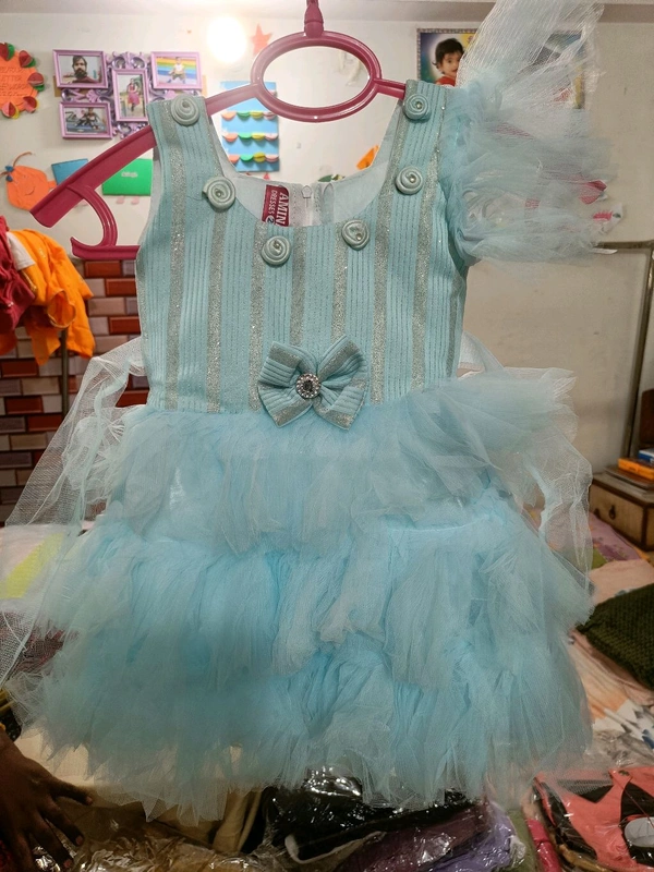Kids Fancy Umbrella Frock - 2-3 Years, Picton Blue
