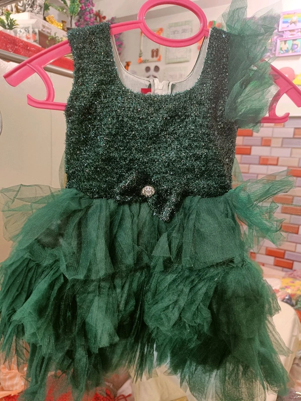 Kids Fancy Umbrella Frock - 2-3 Years, Pine Green