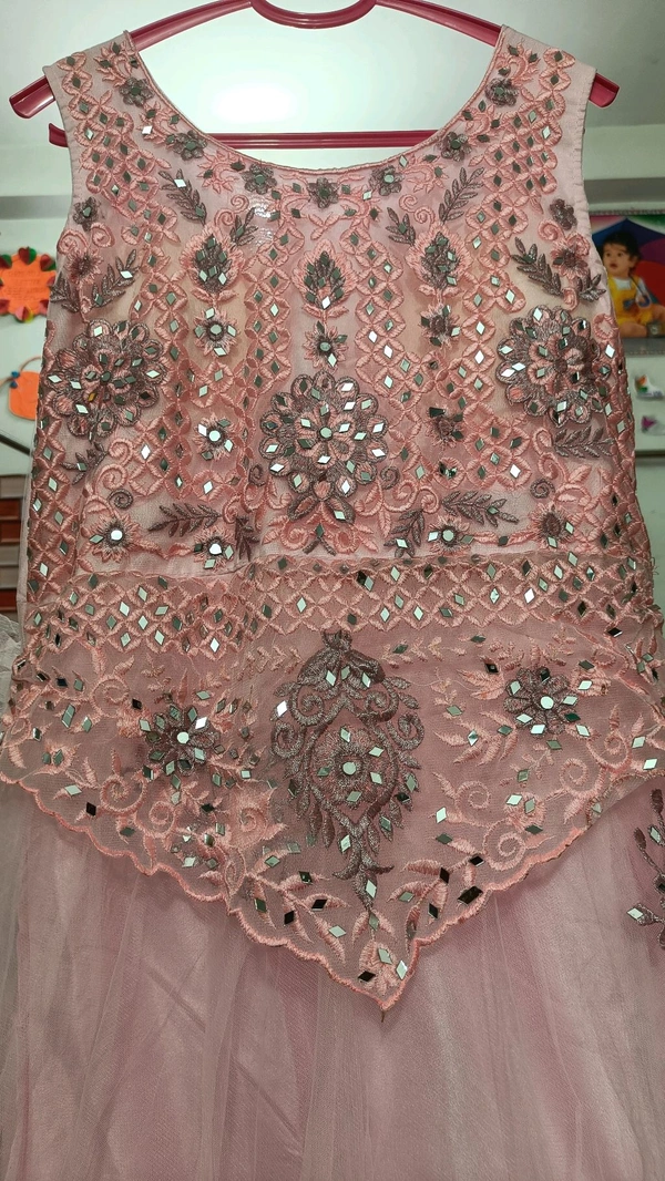 Ladies Fancy Gown - Pink Lace, Free Size