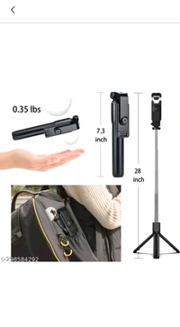 Bluetooth Selfie Stick Tripod Extanble Tripod Stick With Remot...  - Black, Free Size