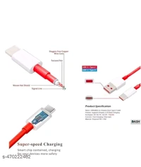65watts Fastest charger And Cable  - White, Free Size