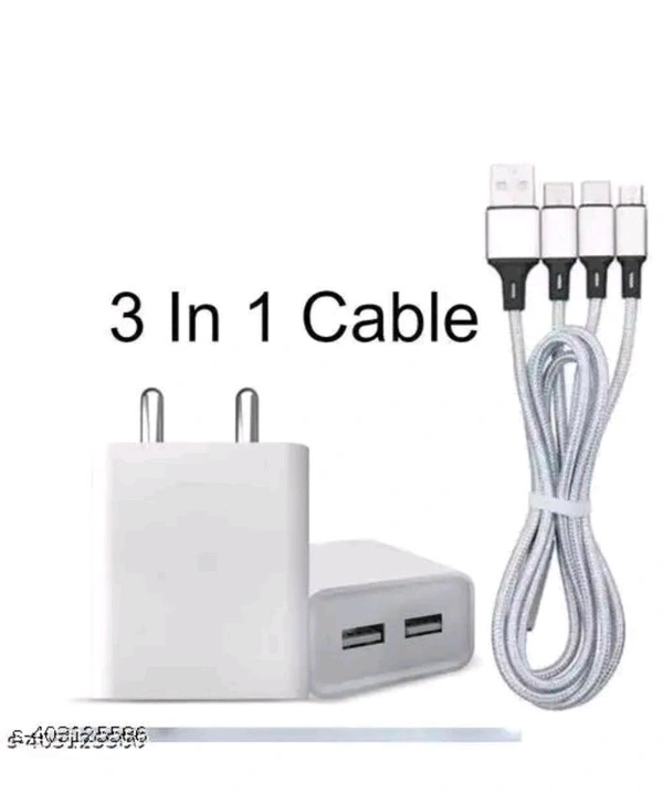 Fast Charger 3in1 TypeC,Micro,iPhone Cable...... - Mercury, Free Size