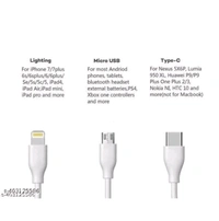 Fast Charger 3in1 TypeC,Micro,iPhone Cable...... - Mercury, Free Size