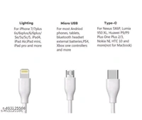 Fast Charger 3in1 TypeC,Micro,iPhone Cable...... - Mercury, Free Size