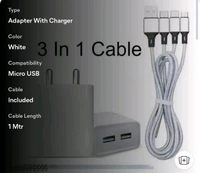 Fast Charger 3in1 TypeC,Micro,iPhone Cable...... - Mercury, Free Size
