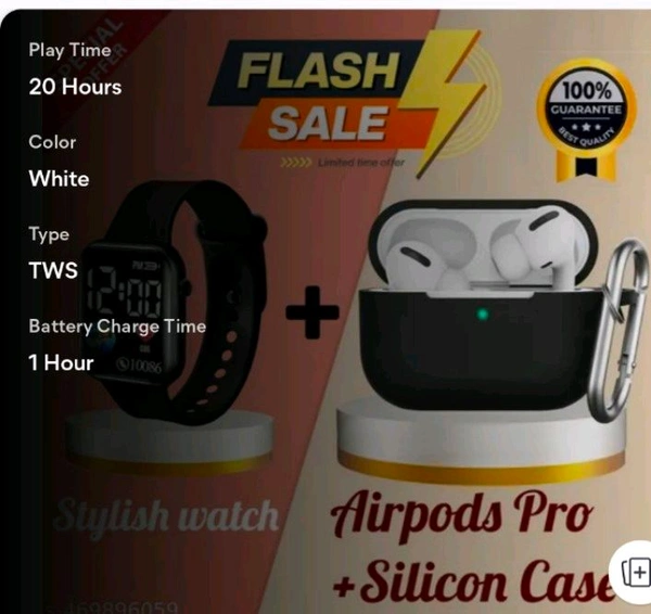 Wireless TWS Bluetooth Ear buds with Free Protective Case (black) | Hig... - White, Free Size