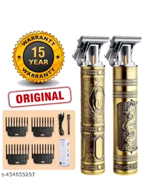 New Plastic Body T9  Trimmers Rechargeable Cordless Waterproof Pr... - Gold, Free Size