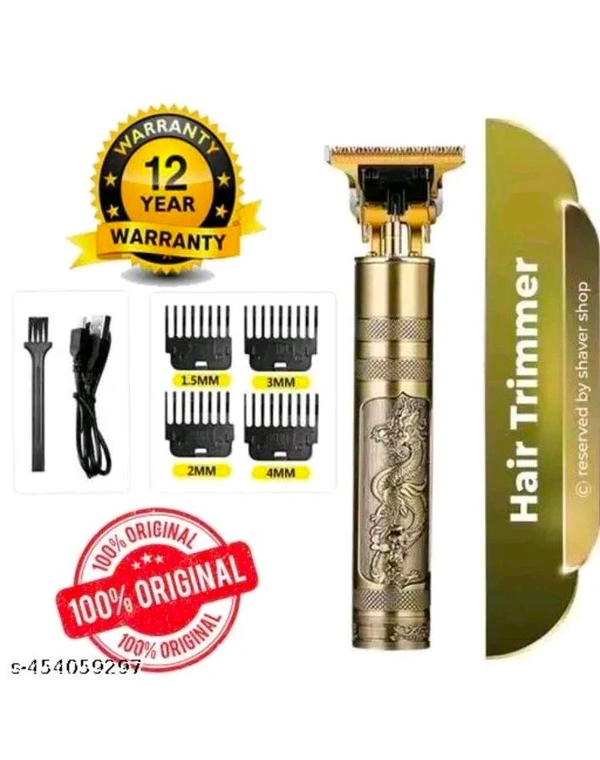 New Plastic Body T9  Trimmers Rechargeable Cordless Waterproof Pr... - Gold, Free Size