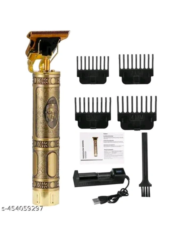 New Plastic Body T9  Trimmers Rechargeable Cordless Waterproof Pr... - Gold, Free Size
