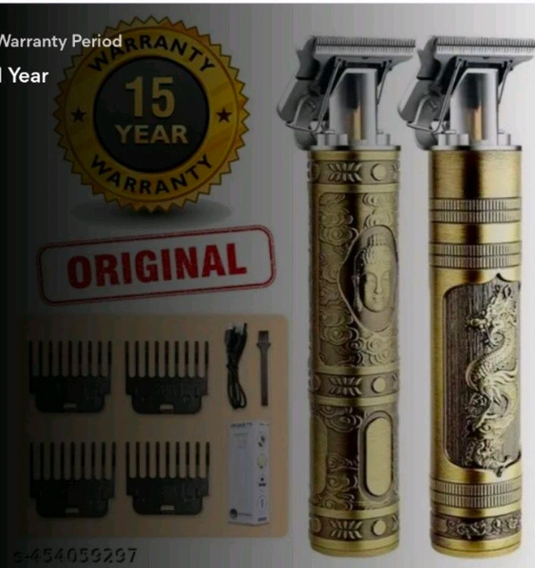 New Plastic Body T9  Trimmers Rechargeable Cordless Waterproof Pr... - Gold, Free Size