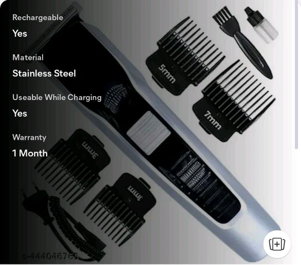 Rechargeable Hair Beard Trimmer for Men Trendy Styler Trimmer Stainless ... - Black, Free Sizes
