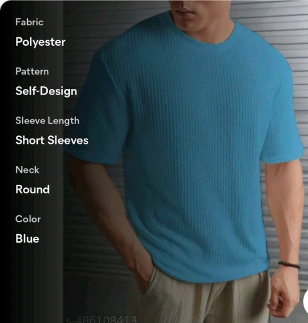 Best Quality T-shirt For Men's  - Blue, L
