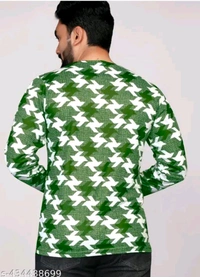 Men's ABSTRACT Regular Round T-shirts - Green, S