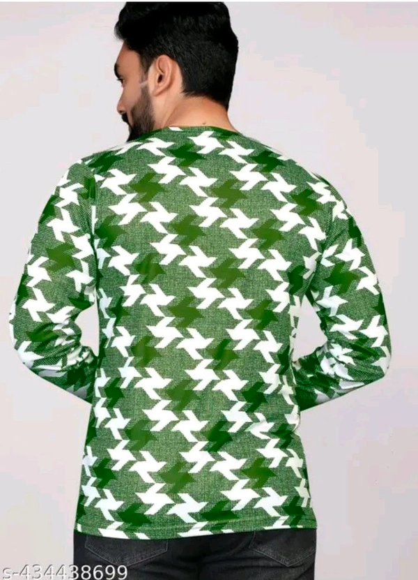Men's ABSTRACT Regular Round T-shirts - Green, S