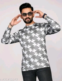 Men's ABSTRACT Regular Round T-shirts - White, M