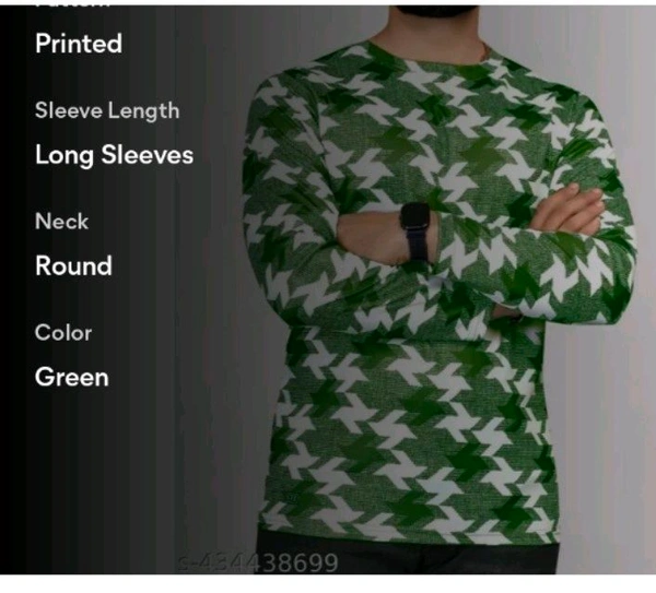 Men's ABSTRACT Regular Round T-shirts - Green, L