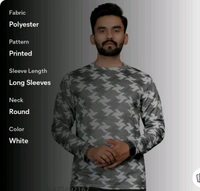 Men's ABSTRACT Regular Round T-shirts - White, L