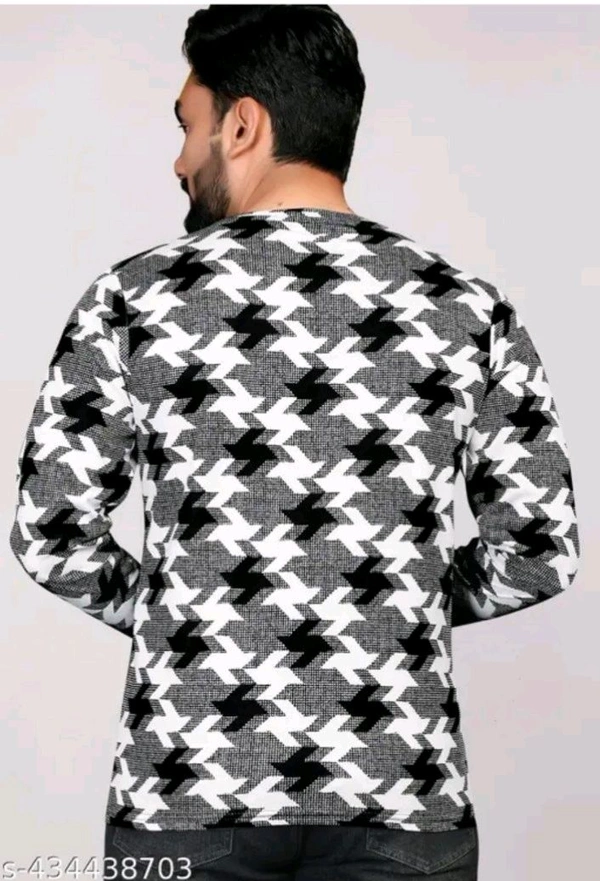 Men's ABSTRACT Regular Round T-shirts - Black, L
