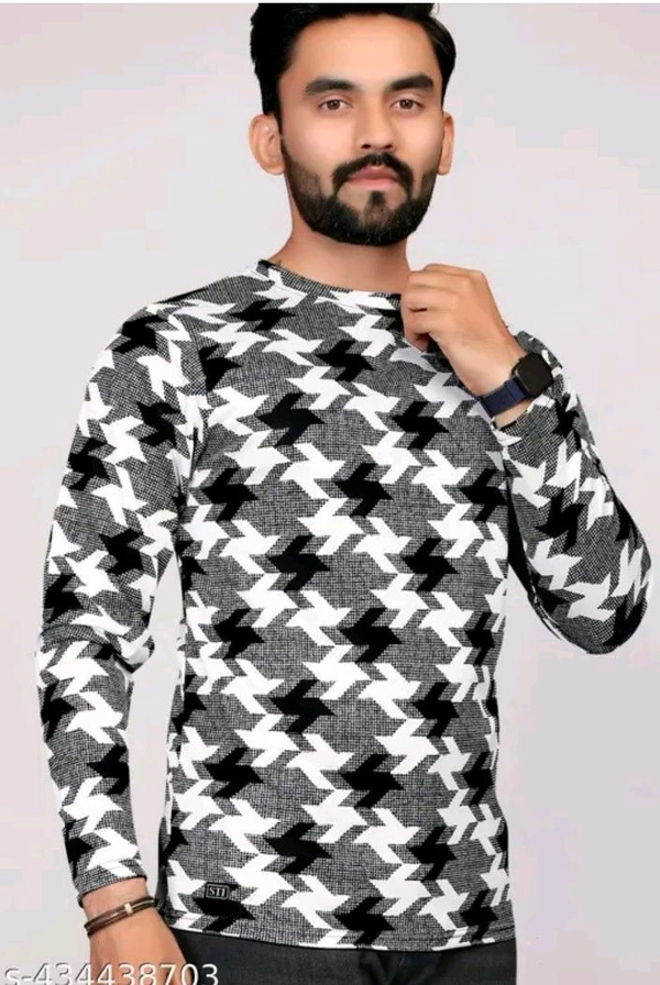 Men's ABSTRACT Regular Round T-shirts - Black, L