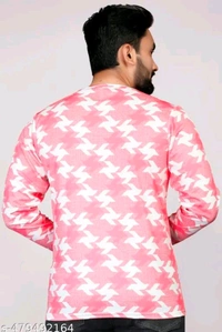 Men's ABSTRACT Regular Round T-shirts - Tickle Me Pink, L
