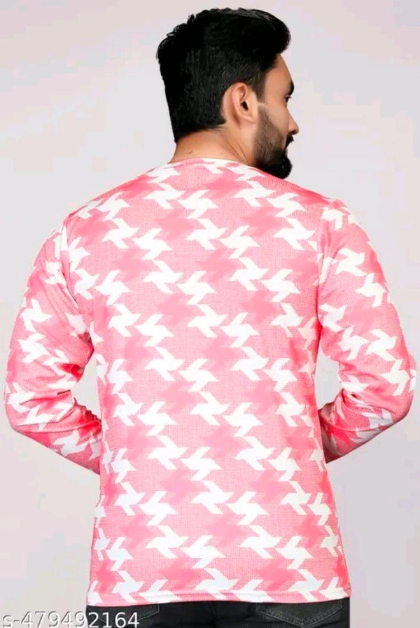 Men's ABSTRACT Regular Round T-shirts - Tickle Me Pink, L