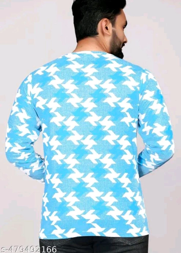Men's ABSTRACT Regular Round T-shirts - Blue, L