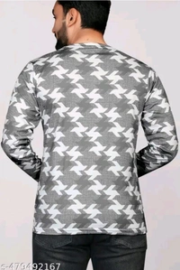 Men's ABSTRACT Regular Round T-shirts - White, XL