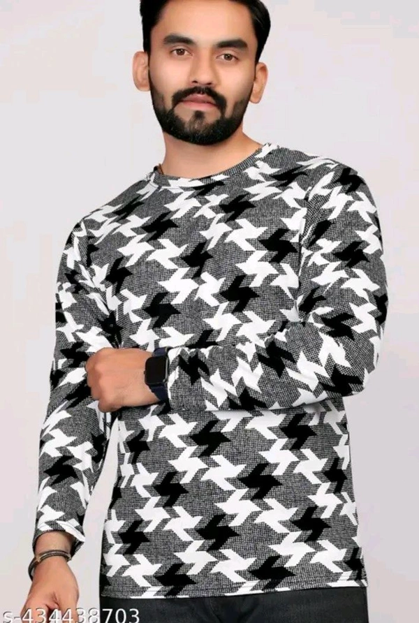 Men's ABSTRACT Regular Round T-shirts - Black, XXL