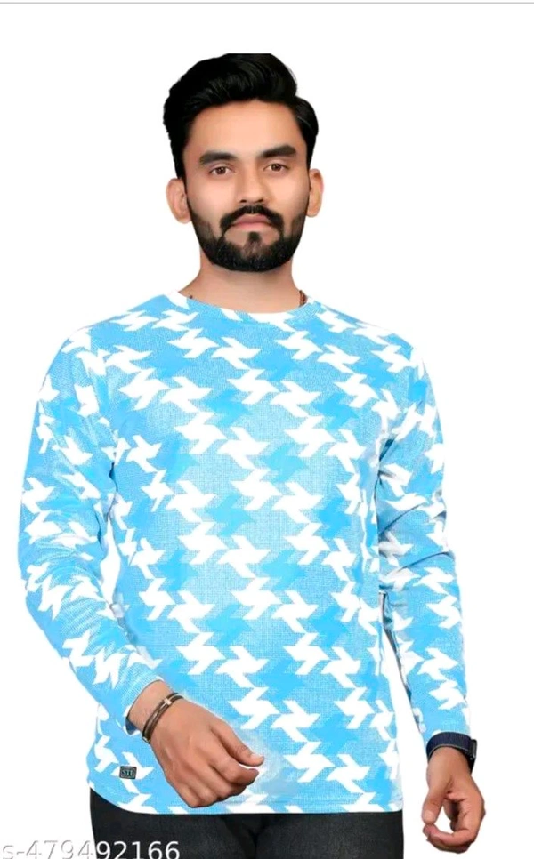 Men's ABSTRACT Regular Round T-shirts - Blue, XXL