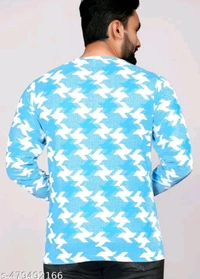 Men's ABSTRACT Regular Round T-shirts - Blue, XXL