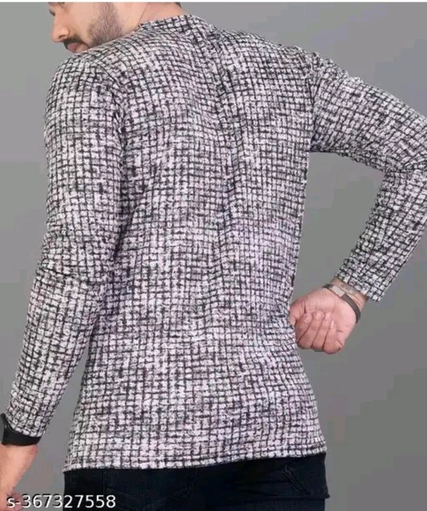 FABROT  Stylish Poly Cotton Printed Men's T-shirt  - Gray, S