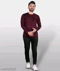 FABROT  Stylish Poly Cotton Printed Men's T-shirt  - Maroon, L