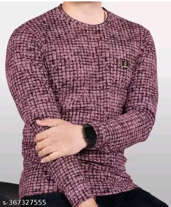 FABROT  Stylish Poly Cotton Printed Men's T-shirt  - Purple, L
