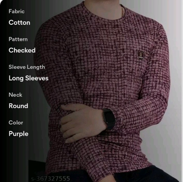 FABROT  Stylish Poly Cotton Printed Men's T-shirt  - Purple, L