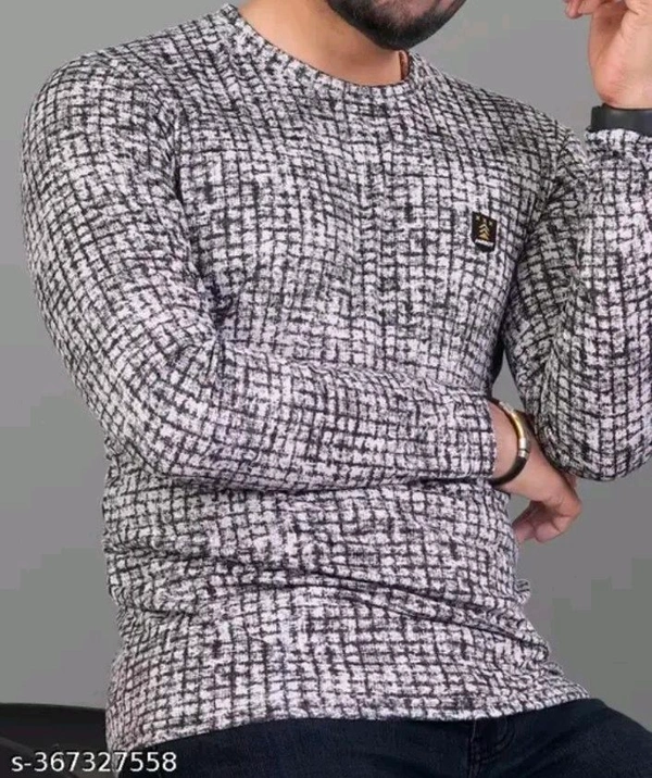 FABROT  Stylish Poly Cotton Printed Men's T-shirt  - Gray, L