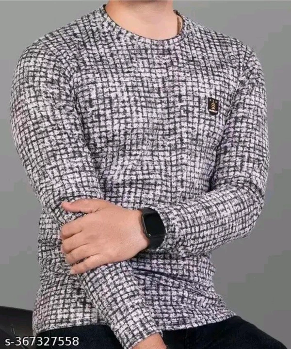 FABROT  Stylish Poly Cotton Printed Men's T-shirt  - Gray, XL