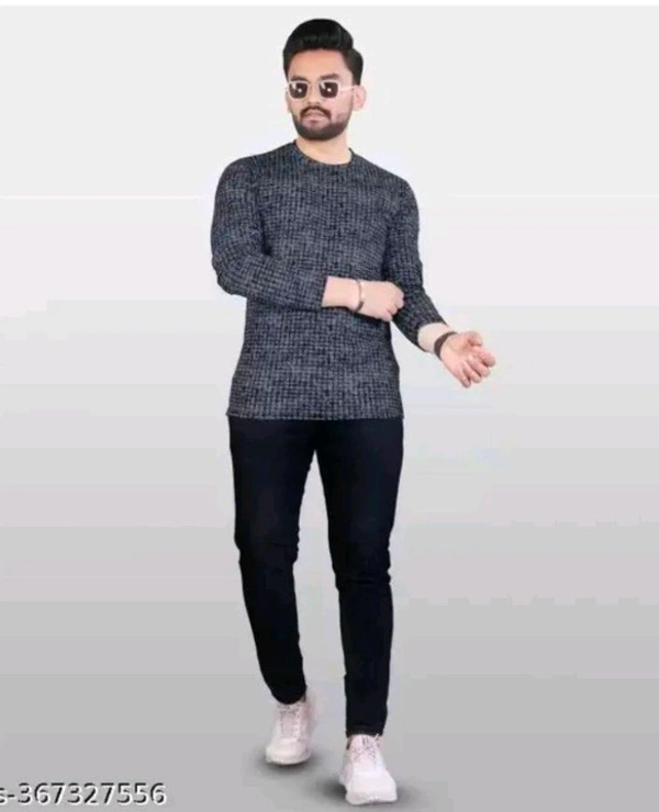 FABROT  Stylish Poly Cotton Printed Men's T-shirt  - Black, XL