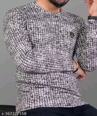 FABROT  Stylish Poly Cotton Printed Men's T-shirt  - Gray, XXL