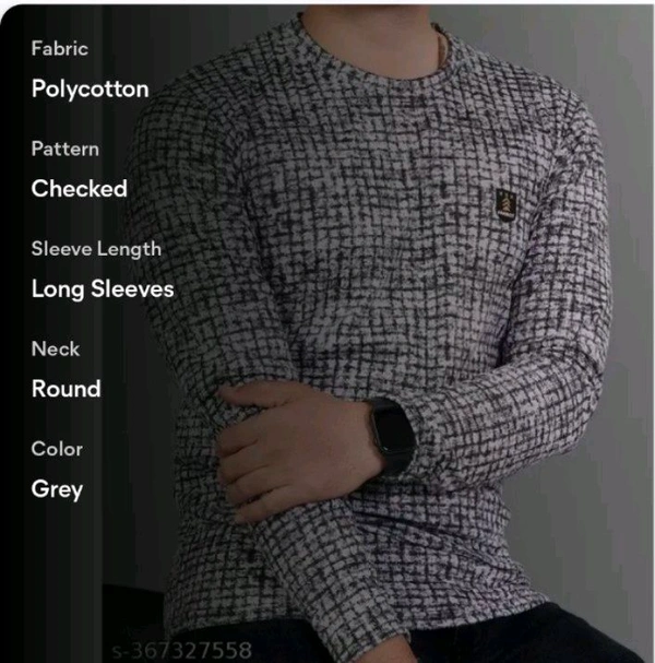 FABROT  Stylish Poly Cotton Printed Men's T-shirt  - Gray, XXL