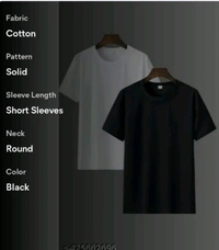 5D Disiner Polyster MEN'S T-shirts Pack Of 2pc  - Black, S 36(Chest Size)